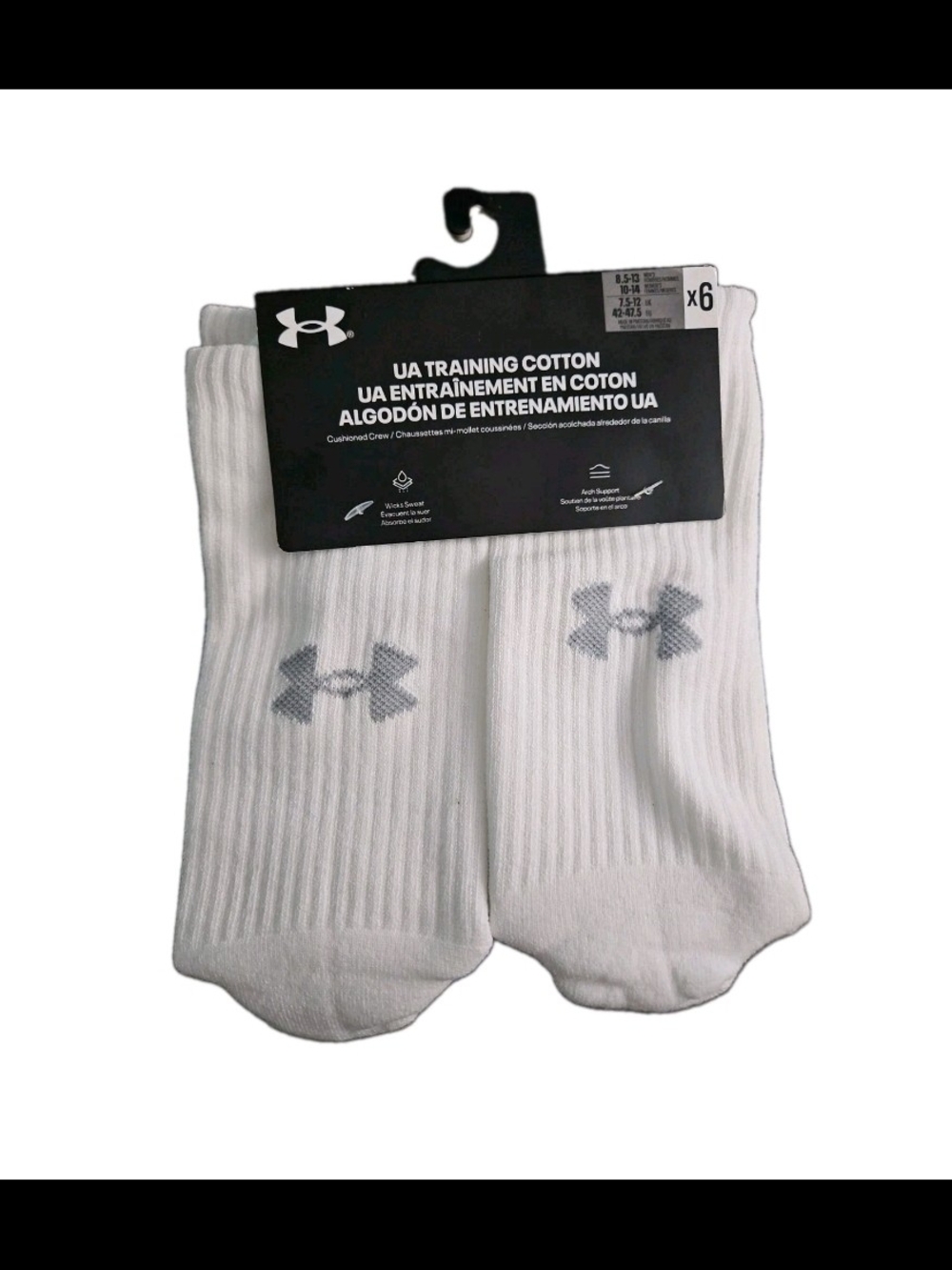 Under Armour Mens ,Performance -Training Cotton Cushioned Crew Socks SIZE 8.5-13